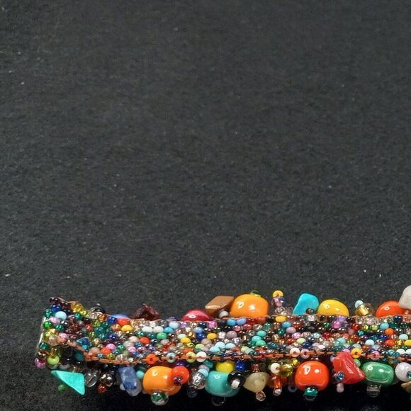 Woven Beaded Magnetic Bracelet Work of Art Handcrafted Cottagecore Kitsch Chic - Picture 4 of 8